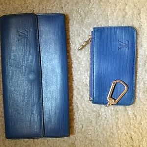 Blue. Lv full  wallet  1990s  Small change ,key holder  Blue